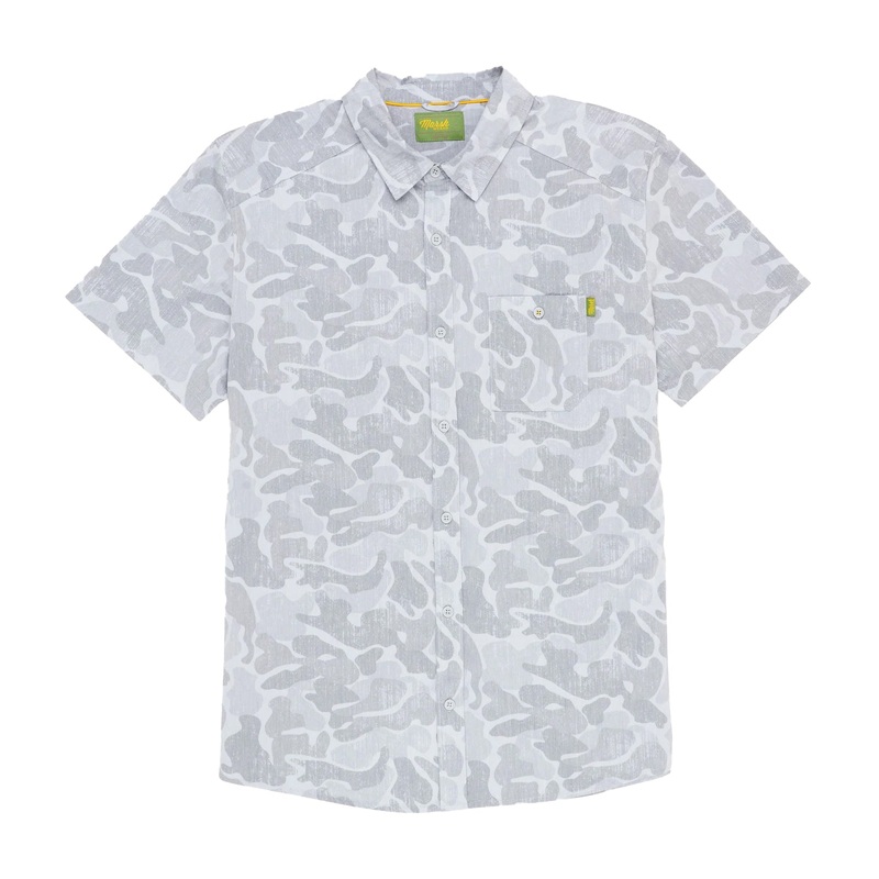 Marsh Wear Hagood Short Sleeve Button up Gray Copahee Camo Medium