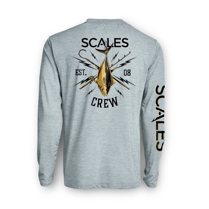 SCALES Blue Gold Active Performance Long Sleeve Grey Heather Small