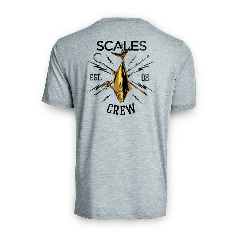 SCALES Blue Gold Active Performance Short Sleeve Grey Heather Small