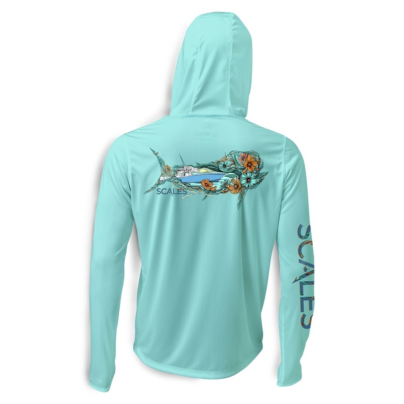 SCALES Dorado Hooded Long Sleeve Performance Shirt Seafoam Small