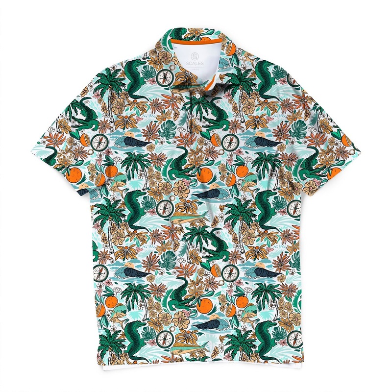SCALES Fish & Game Short Sleeve Polo Powder Blue Small