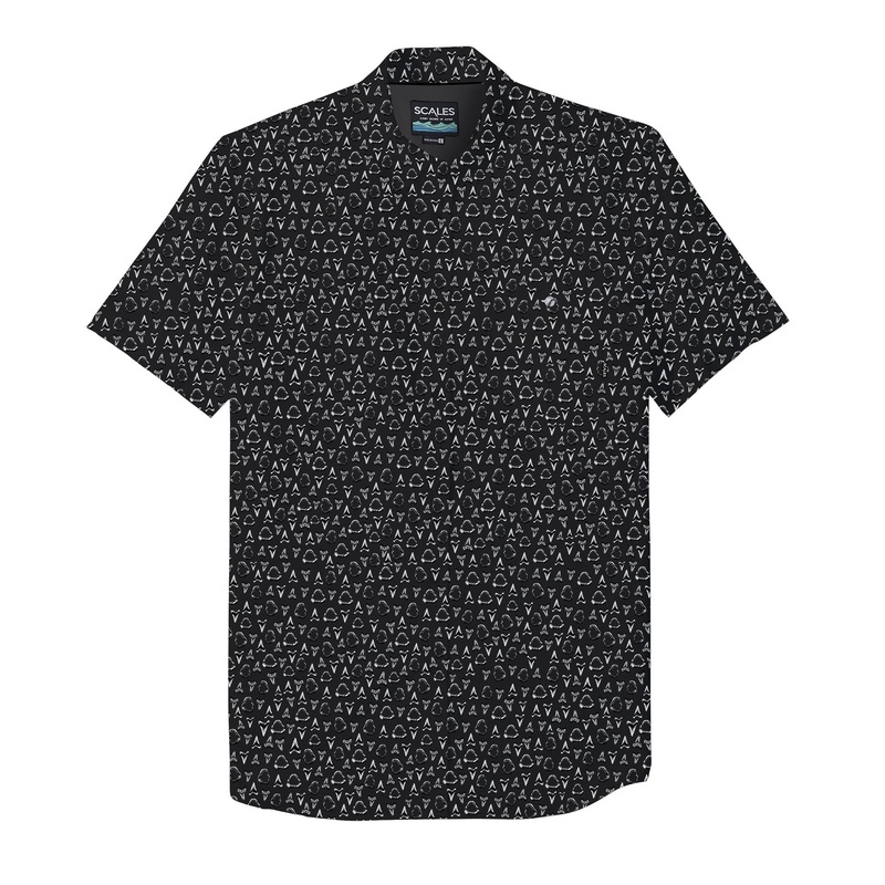 SCALES Jaws Button Down Short Sleeve Shirt Black Small