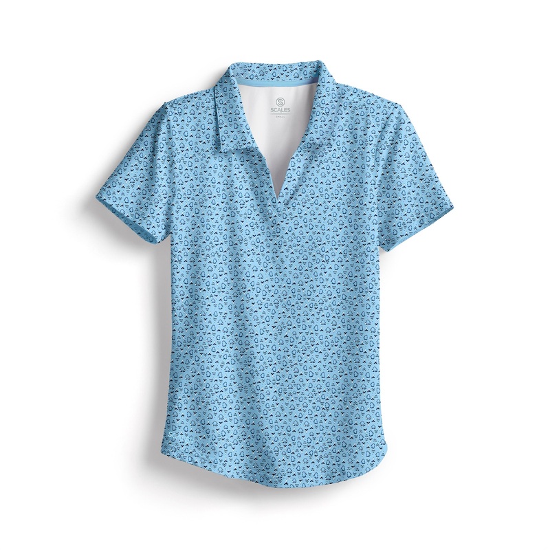 SCALES Jaws Womens Short Sleeve Polo Powder Blue XSmall