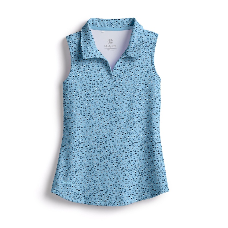 SCALES Jaws Womens Sleeveless Polo Aqua XSmall