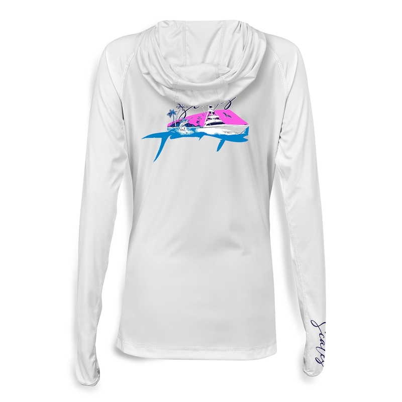 SCALES Mahi Slam Womens Hooded Performance Shirt Light Blue Small