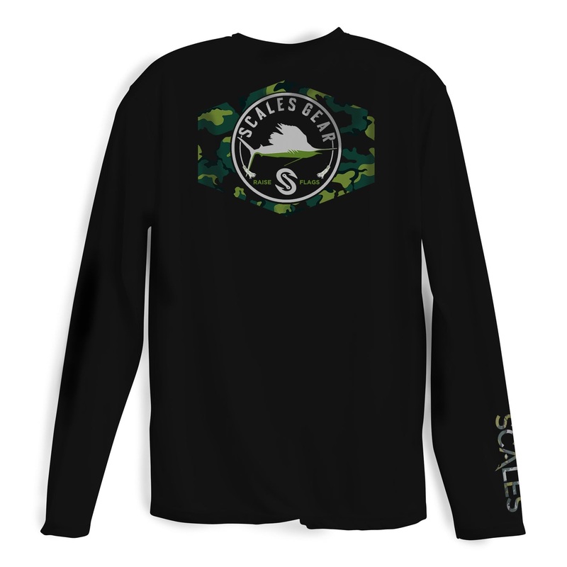 SCALES Men's Sail Camo Long Sleeve Performance Shirt Black Small