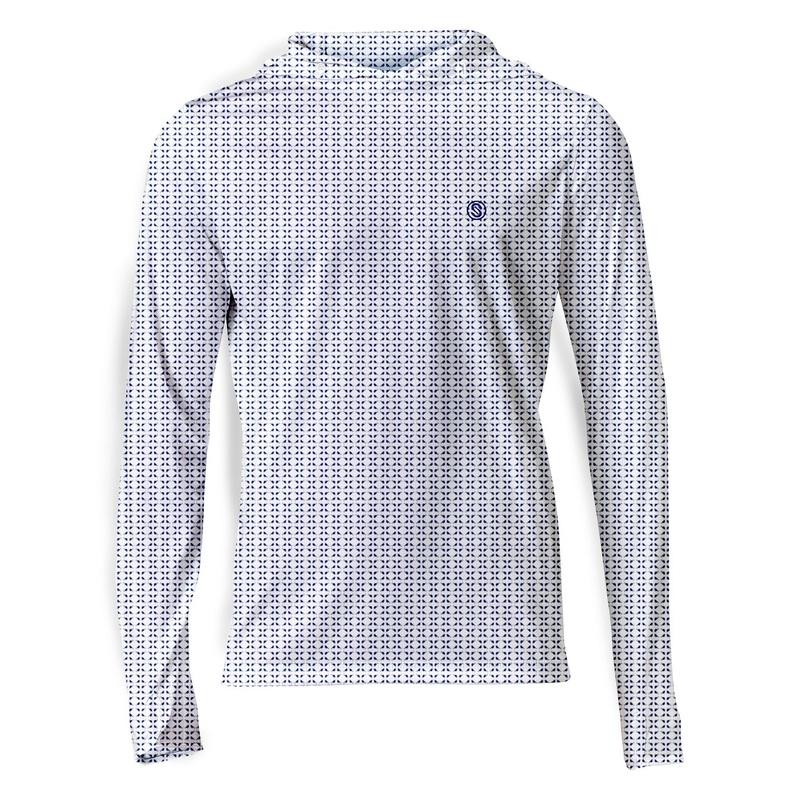 SCALES Nautical Sail Hooded Long Sleeve Performance Shirt White / Navy Small