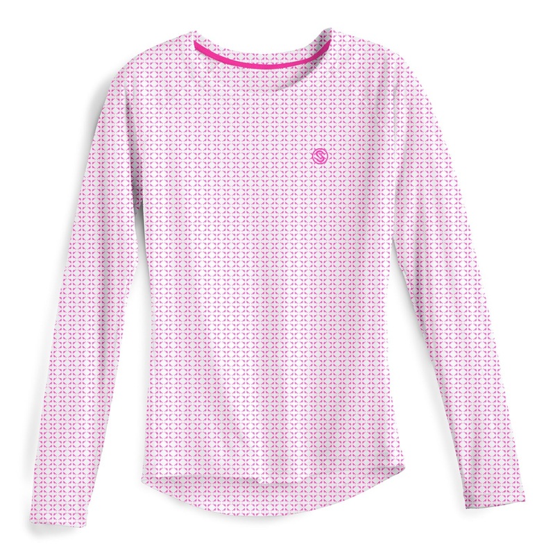 SCALES Nautical Sail Womens Long Sleeve Performance White / Light Blue Small