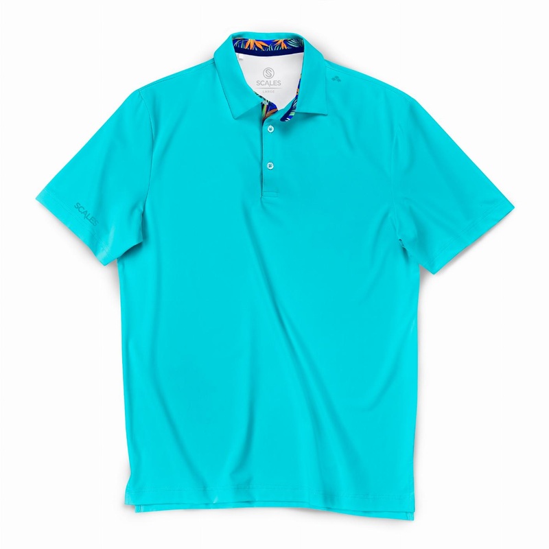 SCALES Offshore Core Short Sleeve Polo Aqua Small