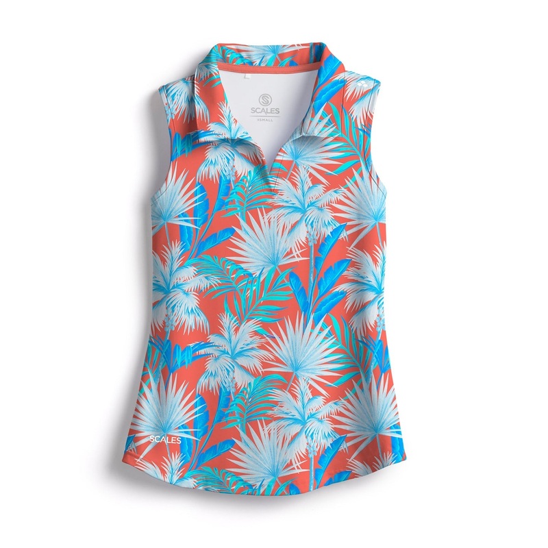 SCALES Palm City Womens Sleeveless Polo Coral XSmall