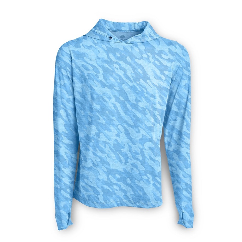 SCALES True Camo Active Performance Hooded Long Sleeve Blue Camo Small