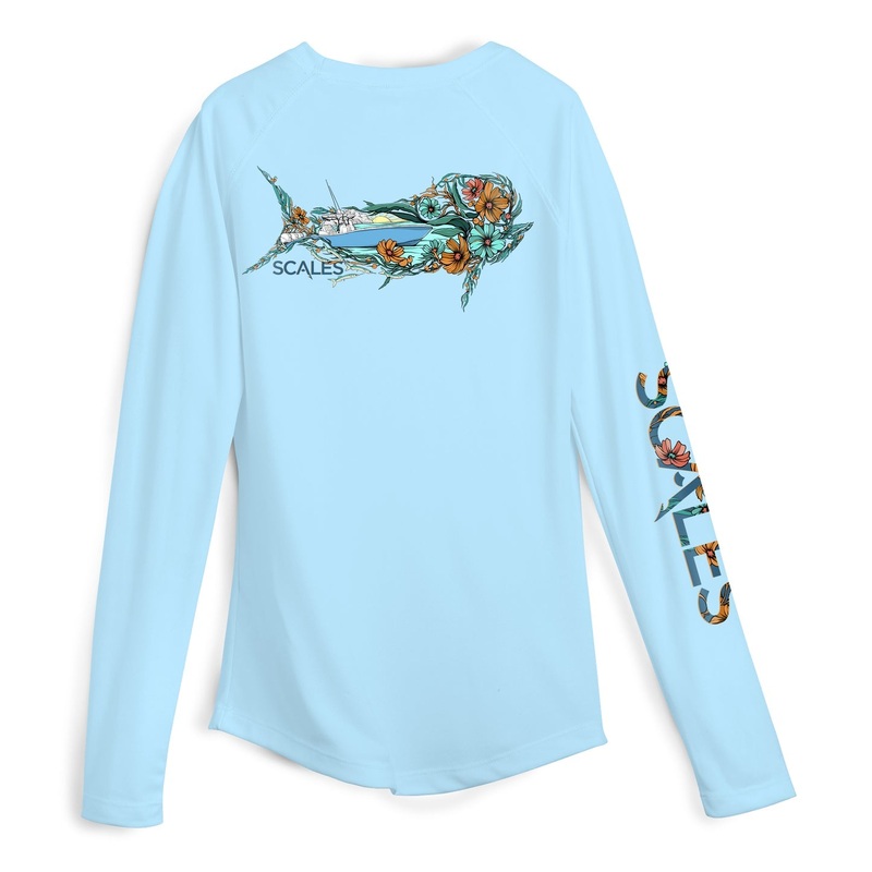 SCALES Women's Dorado Long Sleeve Performance Shirt Light Blue Small