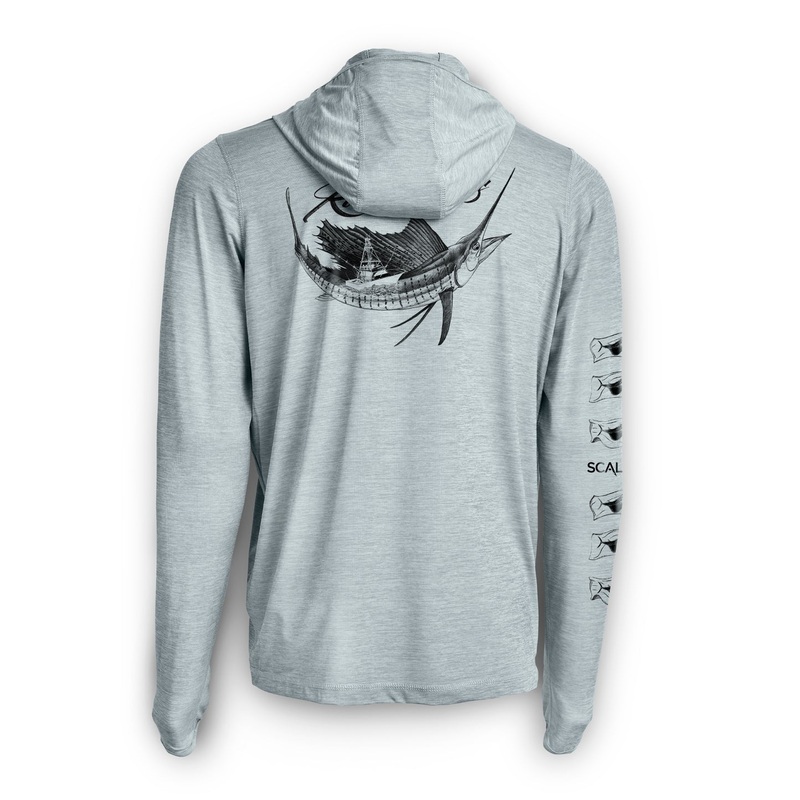 SCLAES Popping Sails Active Performance Hooded Long Sleeve Grey Heather Small