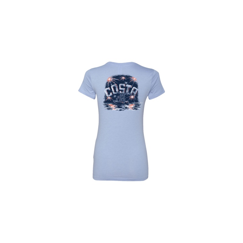 COSTA Freedom Fireworks Womens Short Sleeve Baby Blue Small