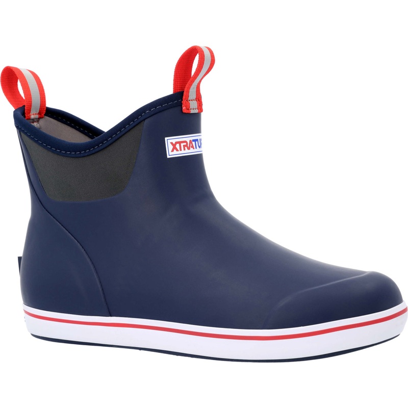 XTRATUF Men's 6" Ankle Deck Boot Navy/Red 7