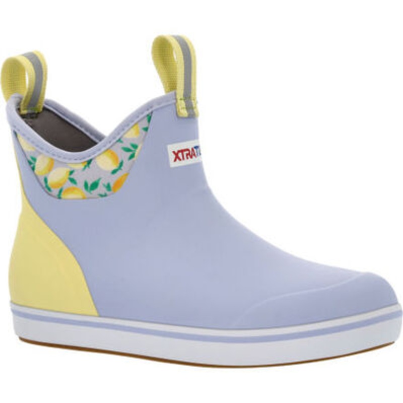 XTRATUF Women's 6" Ankle Deck Boot Prints Periwinkle/Lemon 5