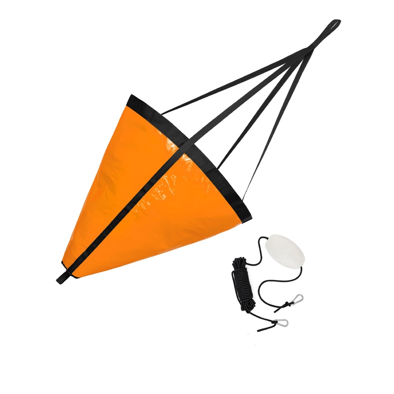 BLUEWING Drift Sock Sea Anchor with Retrieval Buoy Rope Orange 32" for 15ft to 20ft Boat