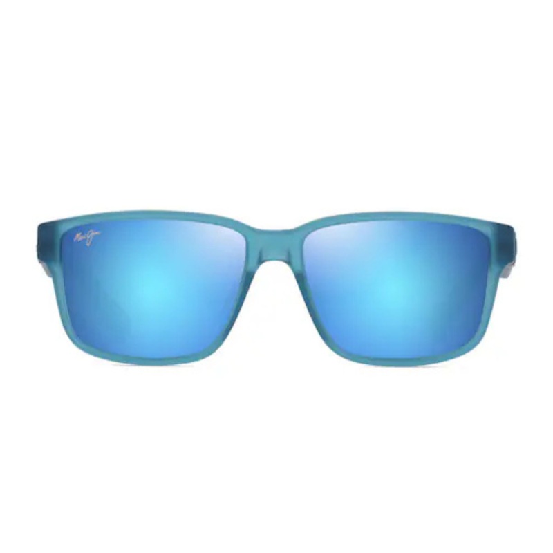 MAUI JIM Kuniahi AF Polarized Rectangular Sunglasses Neutral Gray- Matte Transparent Orange Frame
