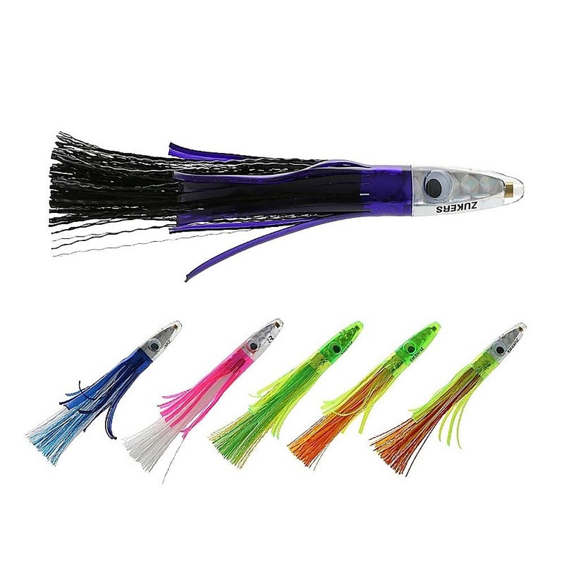 Zuker Grass Feather Trolling Lure with Mylar 6" Black/Purple