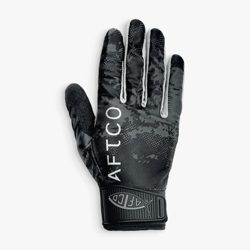 AFCTO Jigpro Jigging Gloves Black Storm Camo Medium