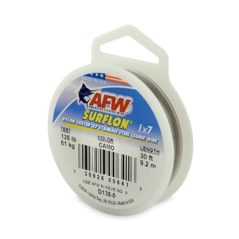 AFW Surflon Nylon Coated 7 Strand Wire 30ft Camo 40lb 0.71mm