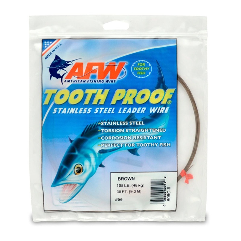 AFW Tooth Proof Single Stand Stainless Wire 30ft Camo 27lb