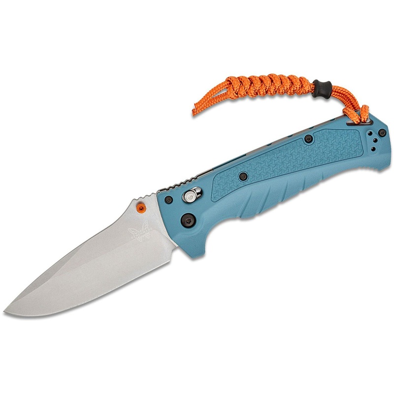 Benchmade Adira Drop-Point Folding Knife Depth Blue Grivory Serrated