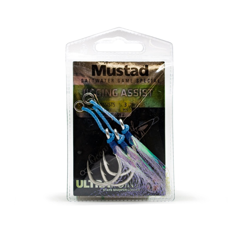 Mustad J-Assist5 Ocean Crystal Assist Hooks 5/0 3pk