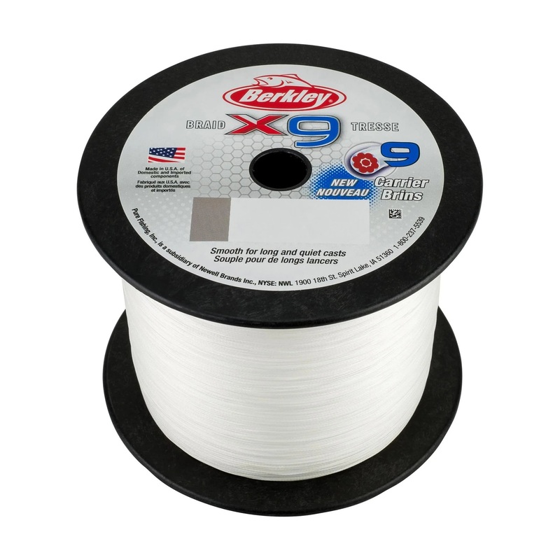 Berkley X9 Solid Braided Line Bulk Spools 2000m 50lb 0.30mm Crystal White