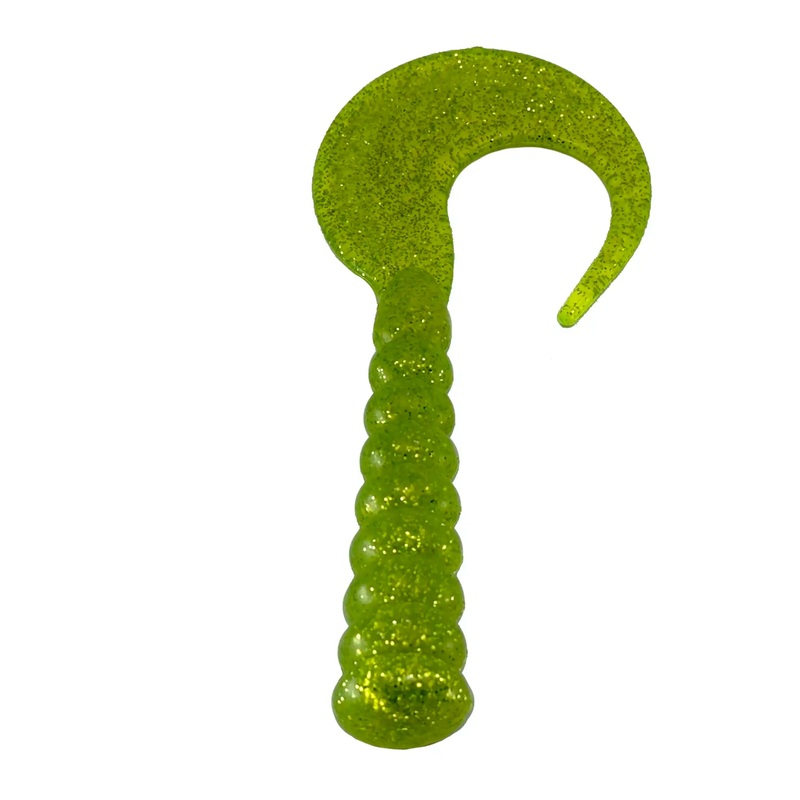 Boneyard Jigger Bone 6" Single Tail Grubs 3pk Glow