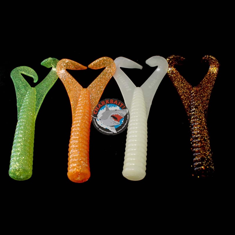 Boneyard Wish Bone 8" Twin Tail Grubs 3pk Glow