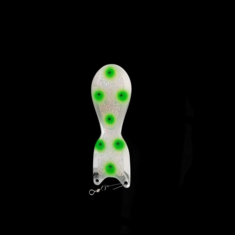 Dreamweaver Spin Doctor Flasher UV Chrome Grn/Blk Dot UV Chrome Grn/Blk Dot 8"