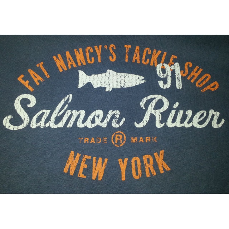 Fat Nancy's Salmon River Trade Mark T-Shirt M BLUE