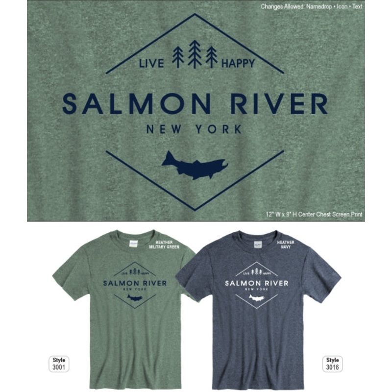 Salmon River Live Happy T-Shirt M Heather Navy