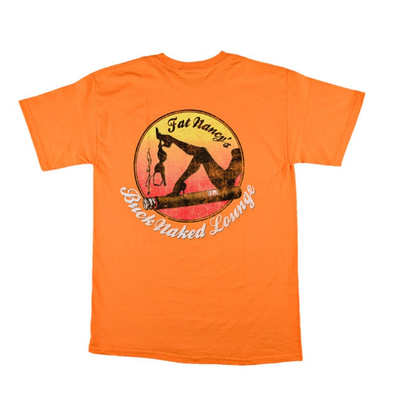 Fat Nancy's Buck Naked Lounge Cigar T-Shirt M ORANGE PEEL
