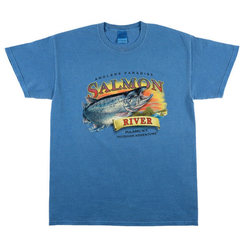 Angler's Paradise Salmon River T-Shirt S CORNFLOWER BLUE