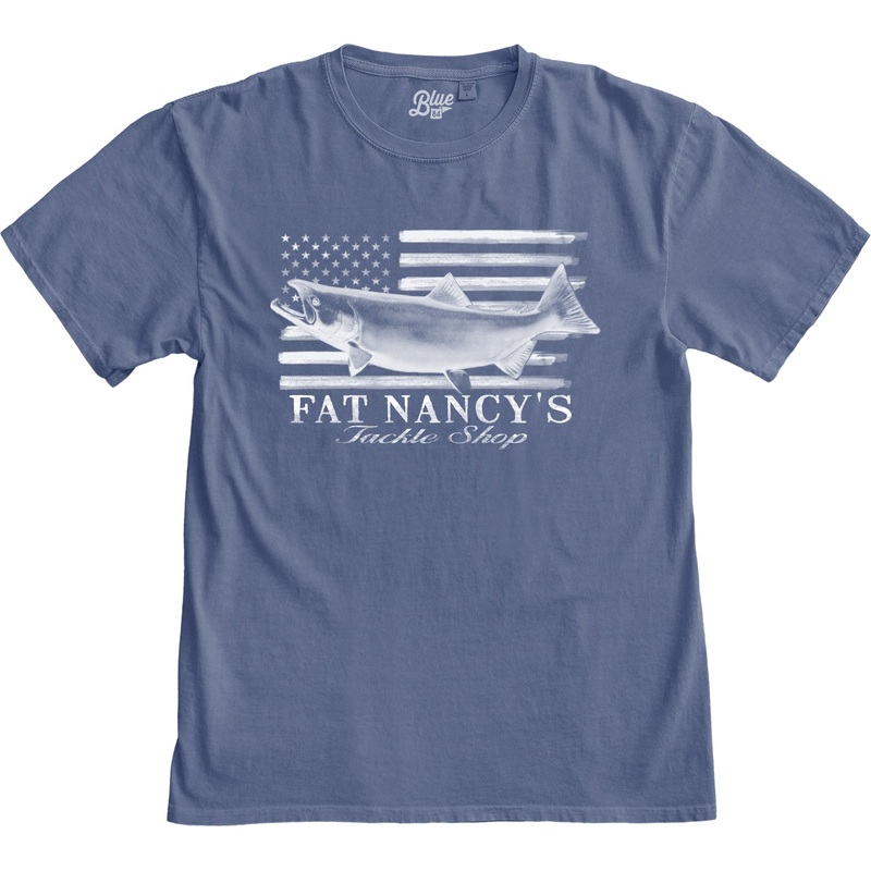 Fat Nancy's Salmon US Flag T-Shirt M Pacific Blue