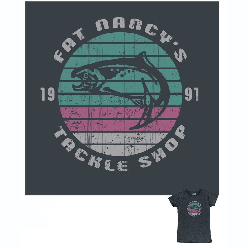 Fat Nancy's Tackle Shop Ladies T-Shirt S HEATHER NAVY