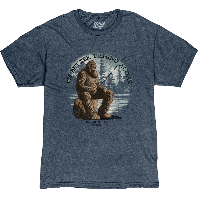 Fat Nancy's Bigfoot Better Fishing Alone T-Shirt S HEATHER NAVY