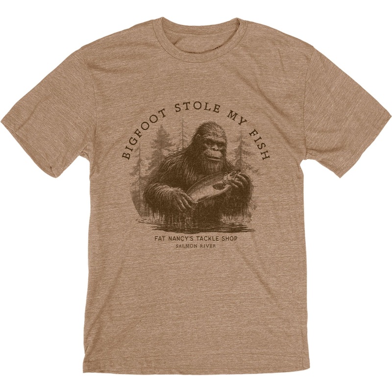Fat Nancy's Bigfoot Stole My Fish T-Shirt M WOODLAND