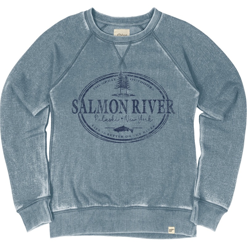 Fat Nancy's Tackle Shop Salmon River Crew Neck Sweatshirt Light Gray S