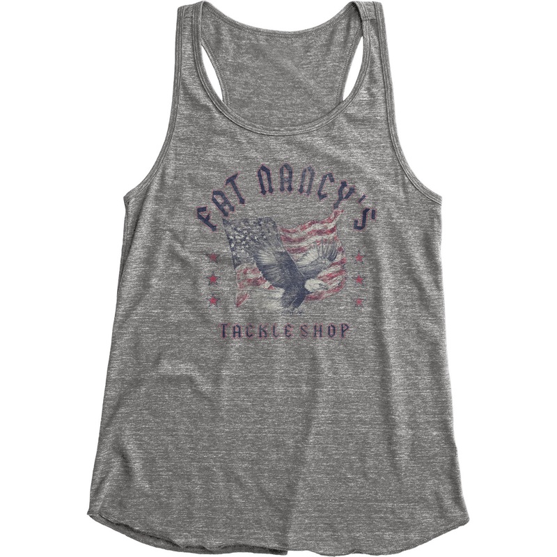 Fat Nancy's Tackle Shop Women's Red White and Blue Tank Top S Heather