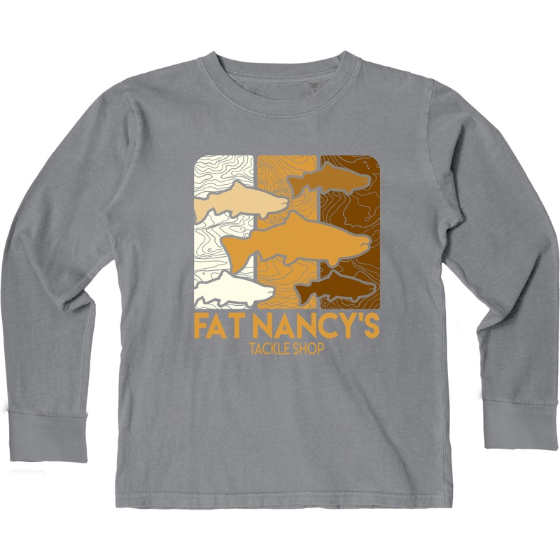 Fat Nancy's Youth Multiple Fish Long Sleeved T-Shirt S STEEL GREY