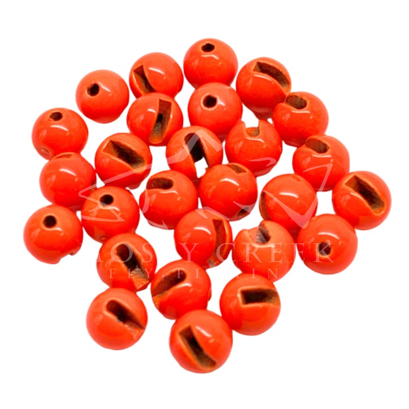 Slotted Tungsten Bead Painted Fluorescent Orange 2mm