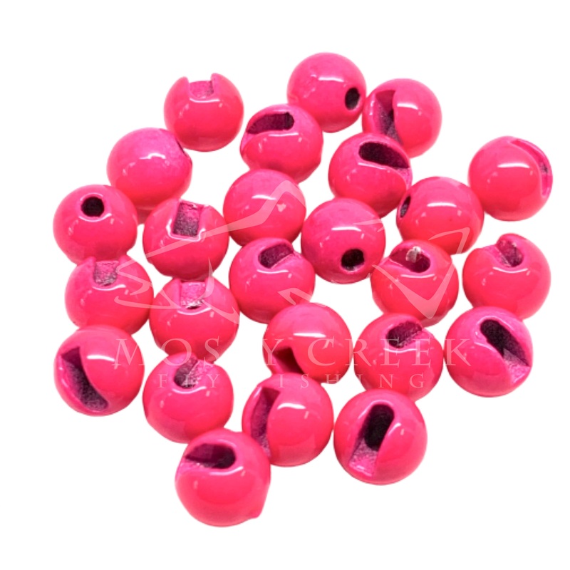 Slotted Tungsten Bead Painted Fluorescent Pink 2mm