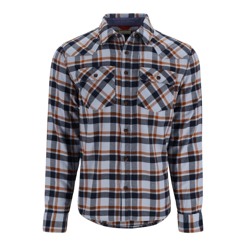 Simms Santee Flannel Steel Blue Shadow Box Plaid Medium