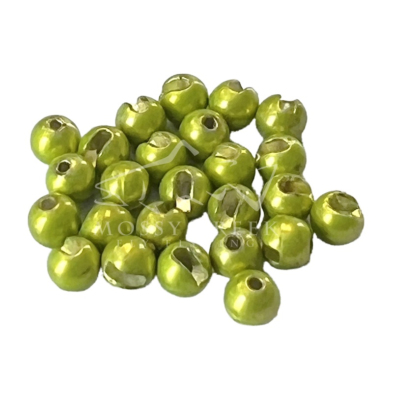 Slotted Tungsten Bead Metallic Fluorescent Chartreuse 2mm