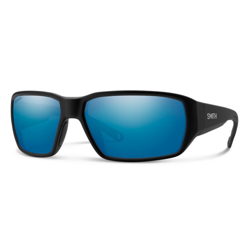 Smith Hookset Matte Black ChromaPop Glass Polarized Blue Mirror Lens Sunglasses