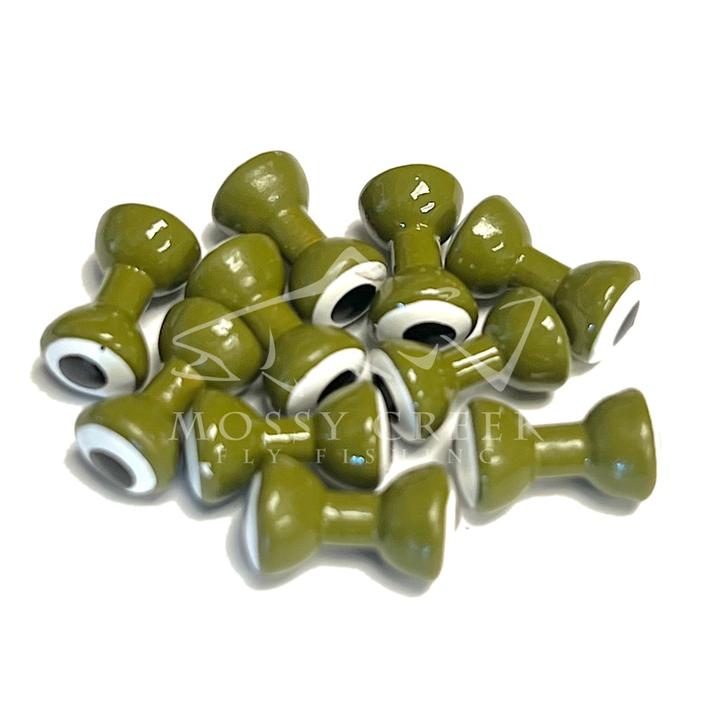 Hareline Double Pupil Lead Eyes Olive w/ White and Black Pupil Small