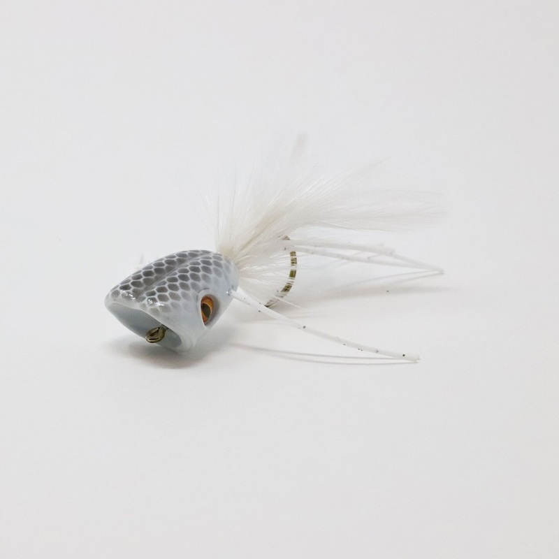 Double Barrel Bass Bug Popper Fly 2 White